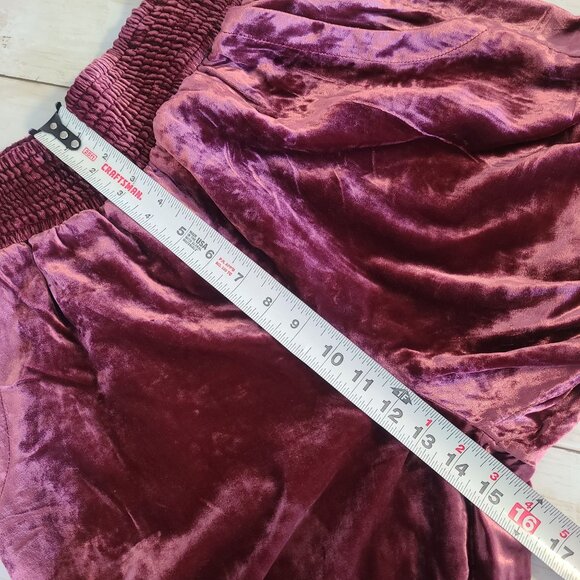 Anthropologie Gloria Velvet Velour Joggers Burgundy Womens Sm Athleisure - Picture 6 of 8